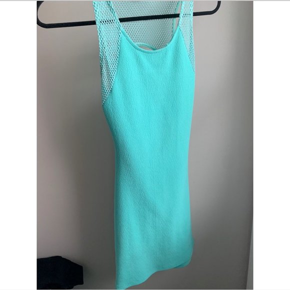 ✨ VIZIO USA OPEN-BACK MIDI BODYCON DRESS - SIZE: USA M - TURQUOISE - Picture 1 of 5